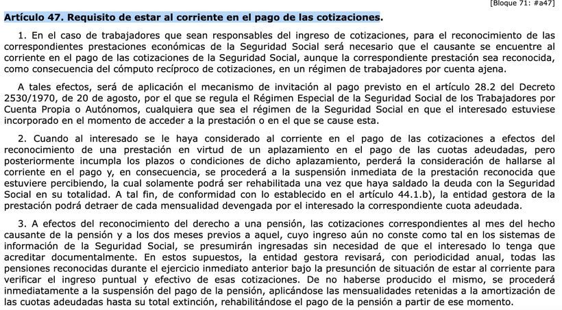 Artículo 47 de la Ley General de la Seguridad Social