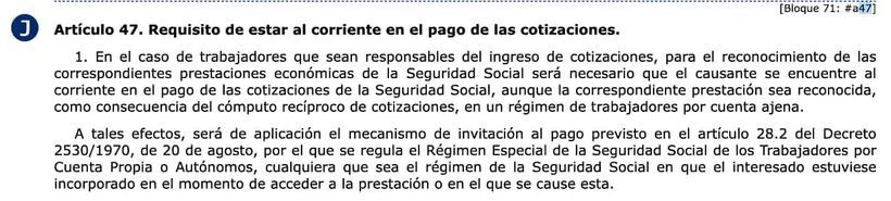 Artículo 47 de la Ley General de la Seguridad Social