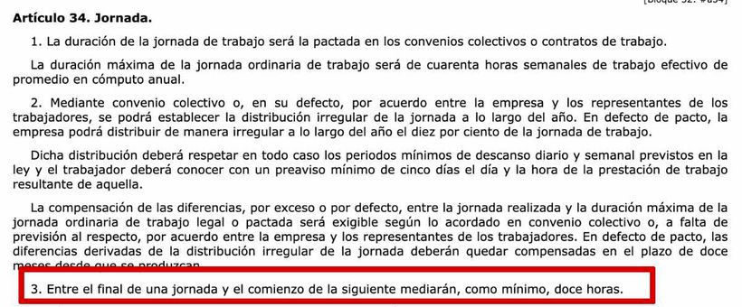 Artículo 34 del Estatuto de los Trabajadores