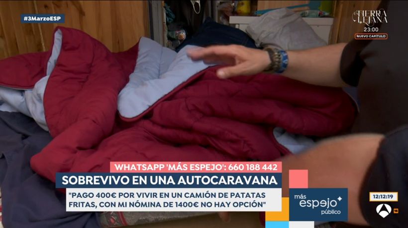 Cama en la que dormía Rafael y su hija cuando iba a visitarlo- 'Espejo Público'.