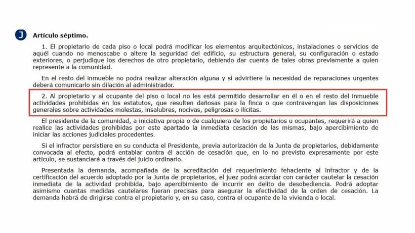 articulo de la Ley de Propiedad Horizontal del boe