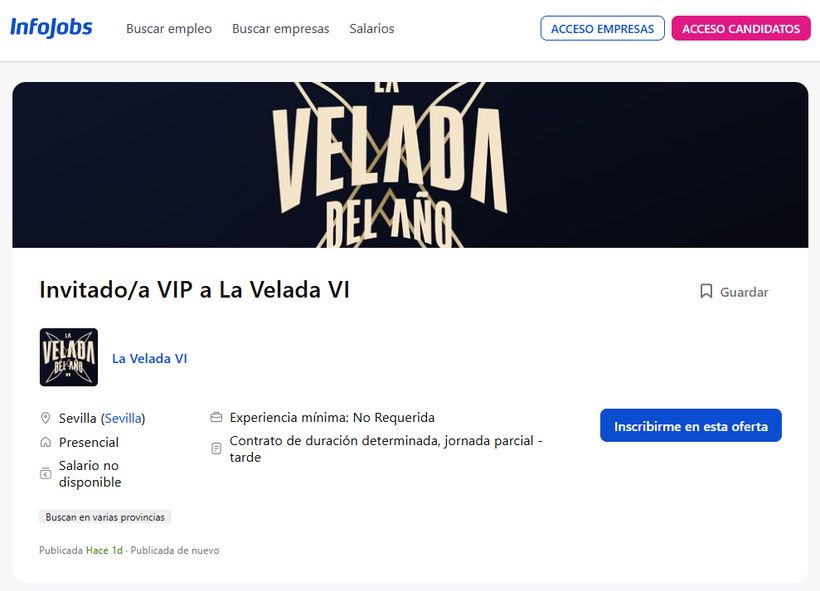 oferta empleo velada año 6 infojobs