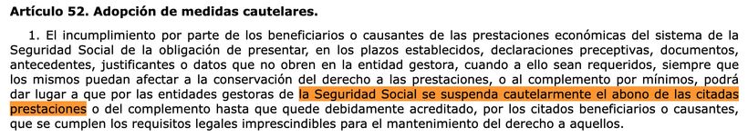 Artículo 52 de la Ley General de la Seguridad Social