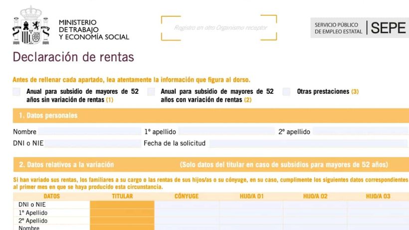 Declaración Anual de Rentas en el Subsidio para Mayores de 52 años