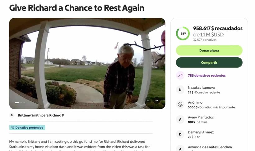 Captura de la campaña en GoFundMe de Richard
