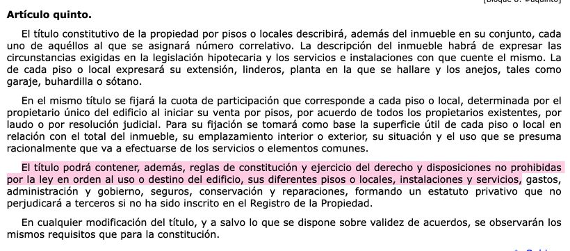 Artículo 5 LPH | BOE