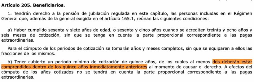 Artículo 205 de la Ley General de la Seguridad Social