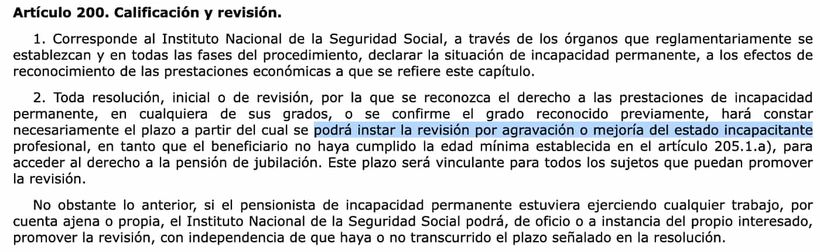 Artículo 200 de la Ley General de la Seguridad Social