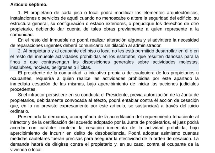 Art.7.2 de la Ley de Propiedad Horizontal- BOE.