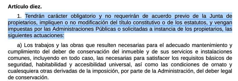 Art.10 de la Ley de Propiedad Horizontal- BOE.