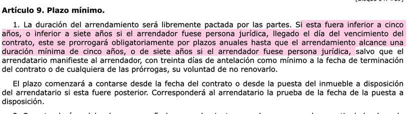 Artículo 9.1 LAU | BOE 