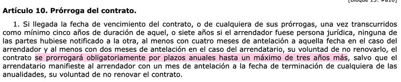 Artículo 10 LAU | BOE