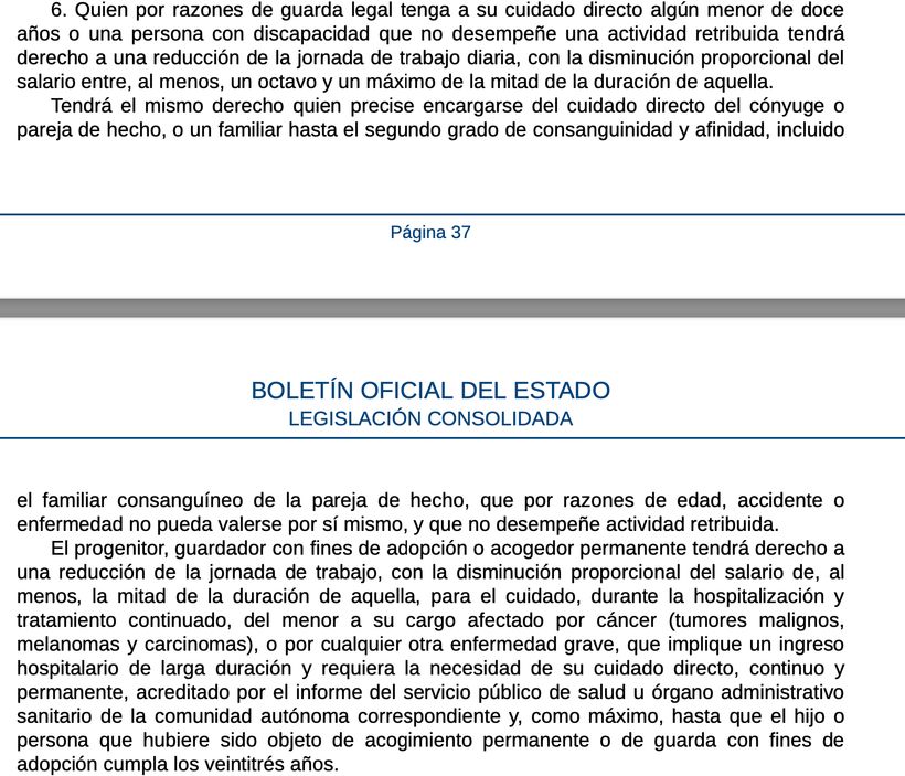 Captura de pantalla del Art.36.7 del Estatuto de los Trabajadores- BOE.