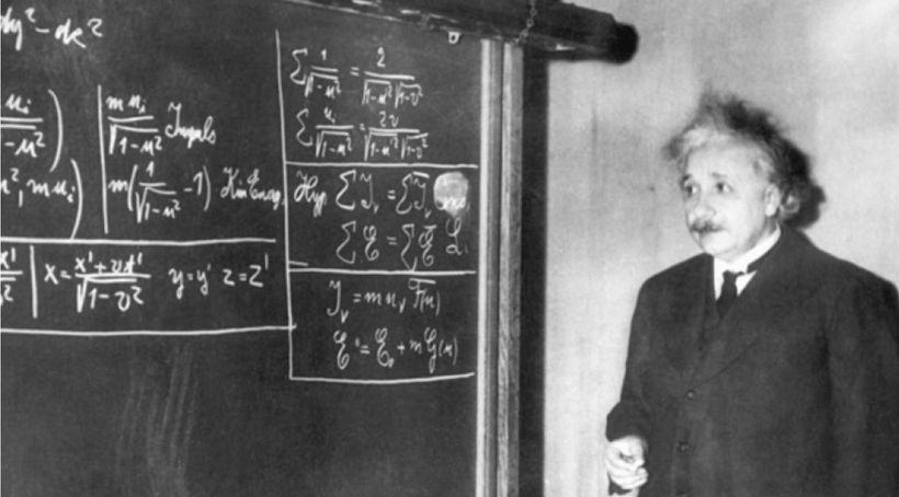 Einstein en una de sus clases.