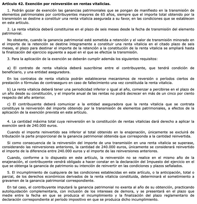 Artículo 42 Reglamento de IRPF | BOE