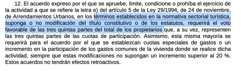 Captura de pantalla del artículo 17.12 de la Ley de Propiedad Horizontal- BOE.
