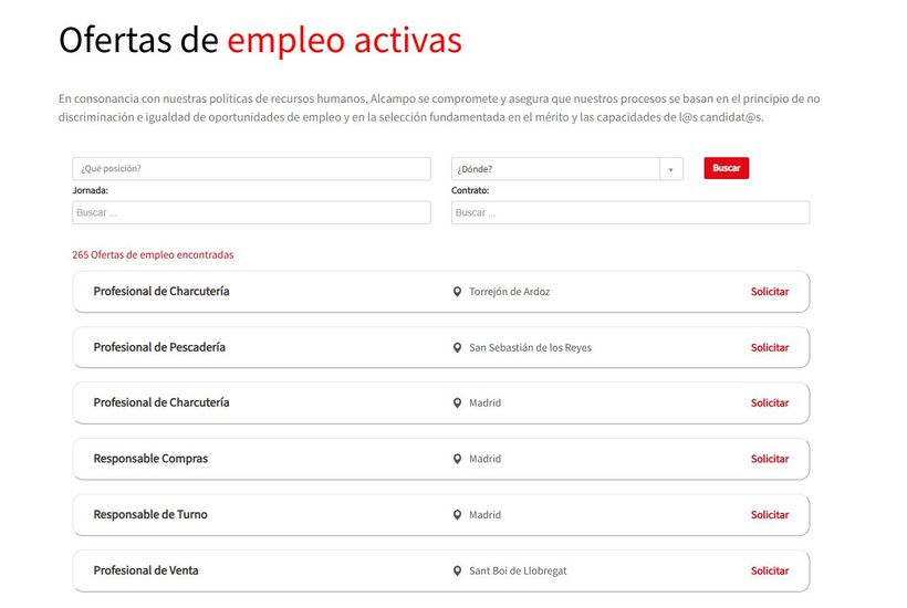 captura de las ofertas de empleo de alcampo