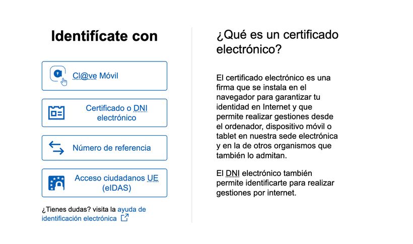 Sistemas disponibles para identificarse