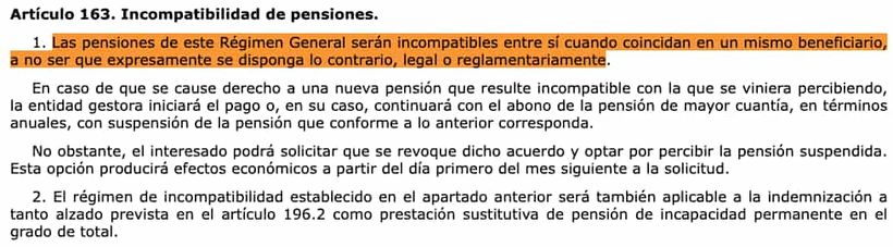 Articulo 163 de la Ley General de la Seguridad Social