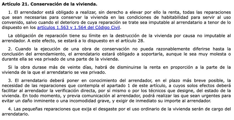 Artículo 21 LAU | BOE 