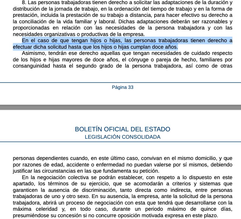 Captura de pantalla del artículo 34.8 del Estatuto de los Trabajadores- BOE.