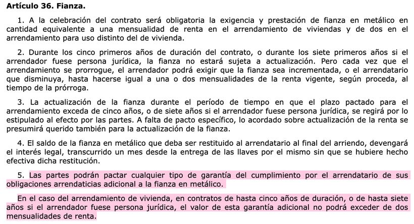 Artículo 36.5 LAU | BOE