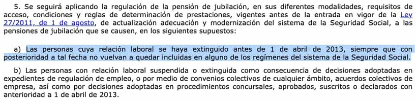 Disposición transitoria cuarta de la Ley General de la Seguridad Social