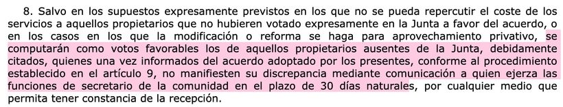 Artículo 17.8 LPH | BOE