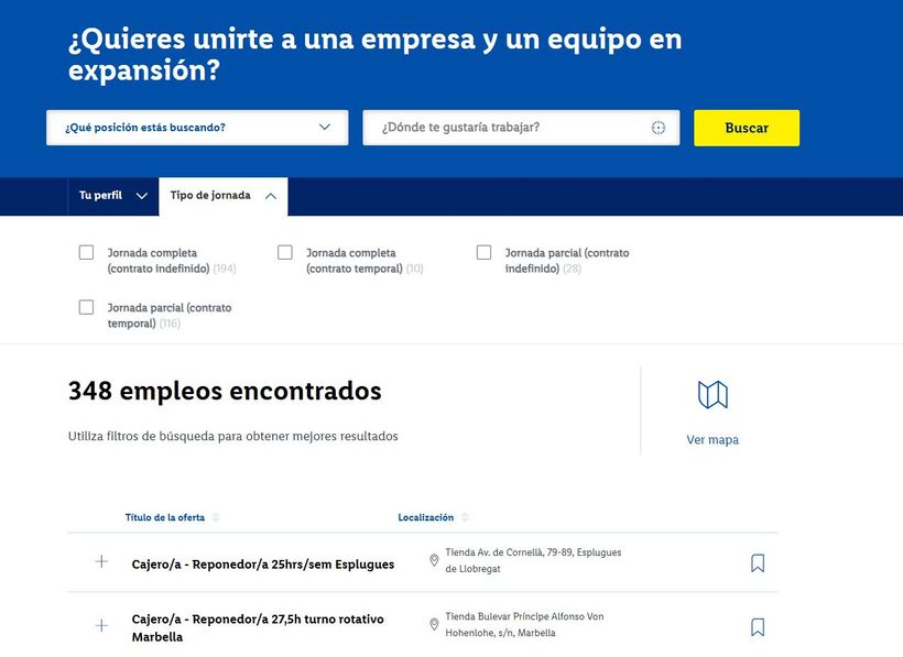 captura del portal de empleo de lidl
