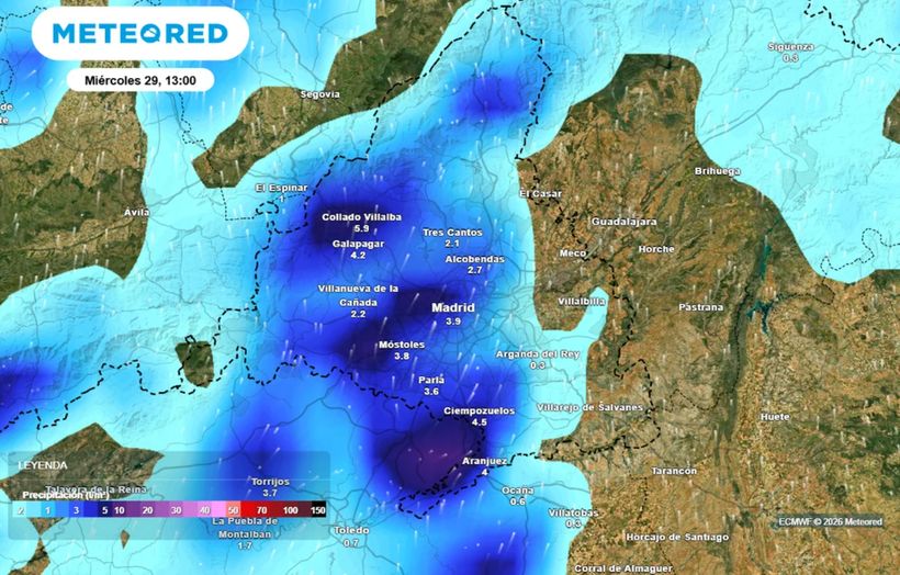 Imagen satelital del pronóstico de la Comunidad de Madrid- METEORED.