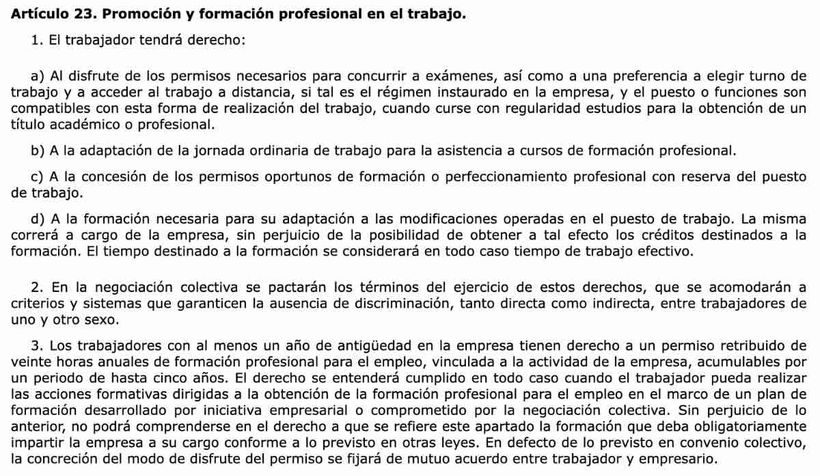 Artículo 23 del Estatuto de los Trabajadores
