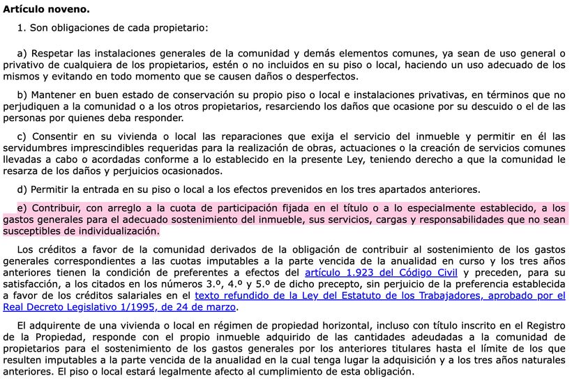Articulo 9.1.e) LPH