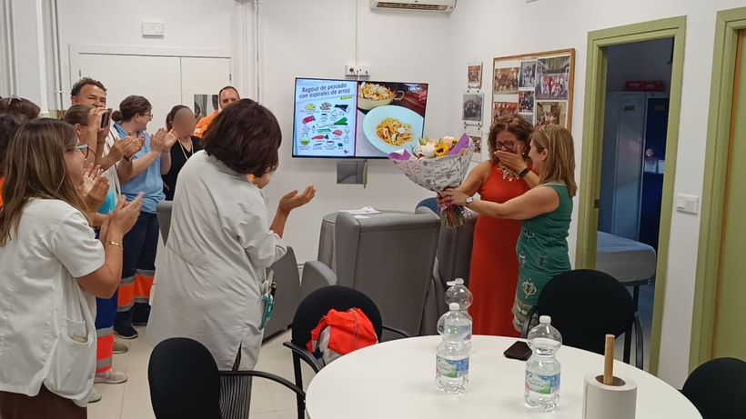 Lola en su último día de trabajo en el Centro de Salud de Huelma