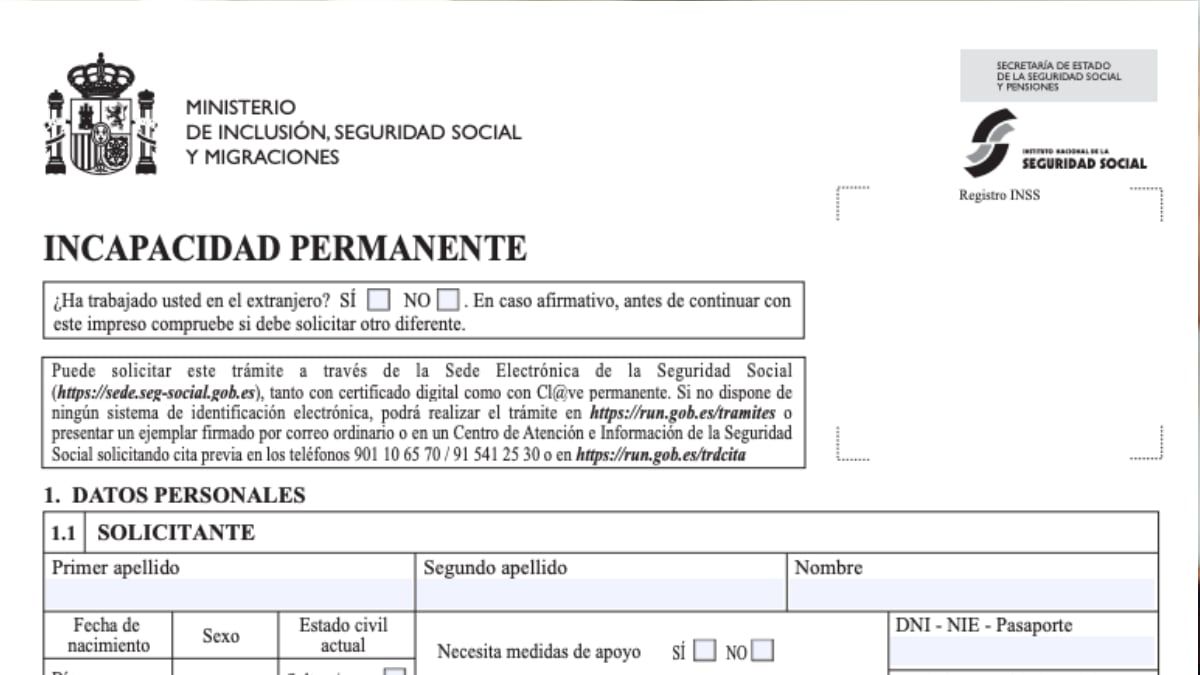 Solicitud de incapacidad permanente