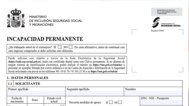 Solicitud de incapacidad permanente