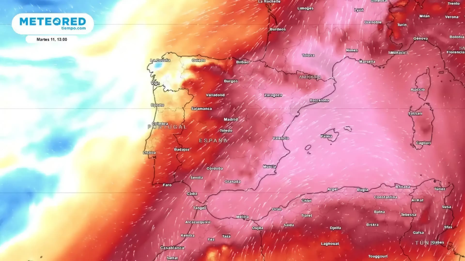 El mapa de anomalías de temperaturas de Meteored