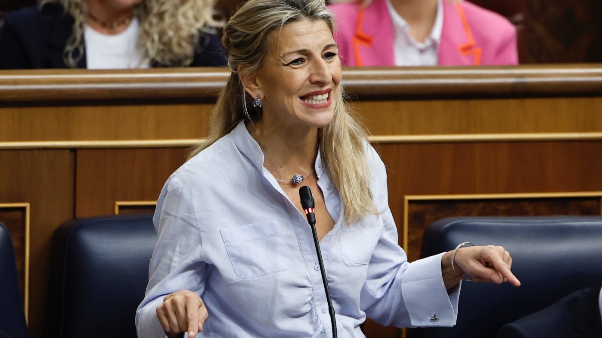 La ministra de Trabajo, Yolanda Díaz, en una intervención en el Congreso