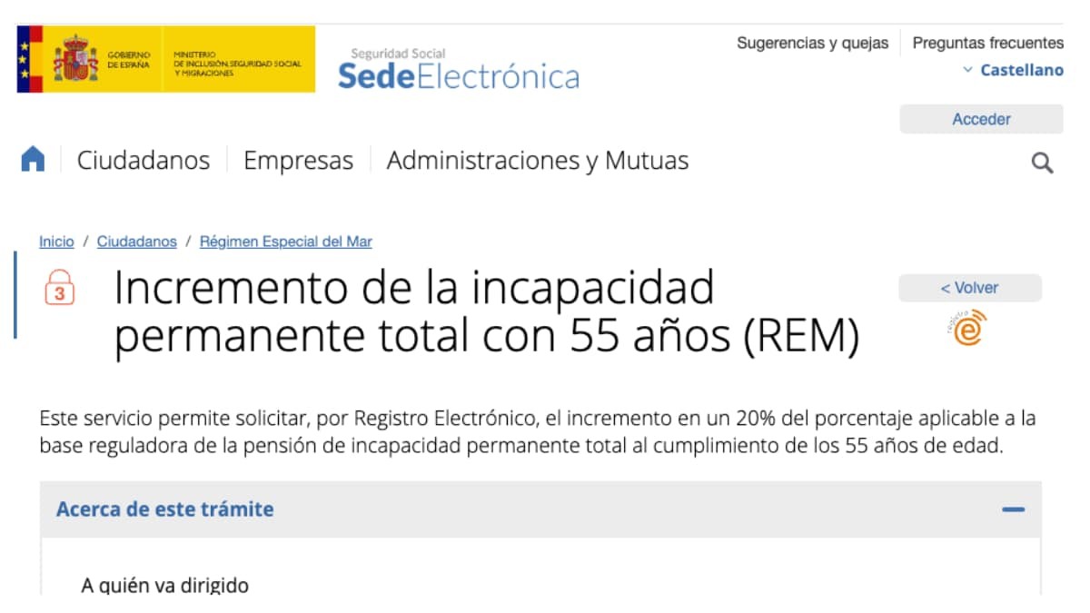 La pensión por incapacidad permanente total puede aumentar a partir de los 55 años si la persona no está trabajando
