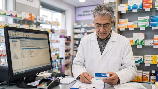 Un farmacéutico trabajando
