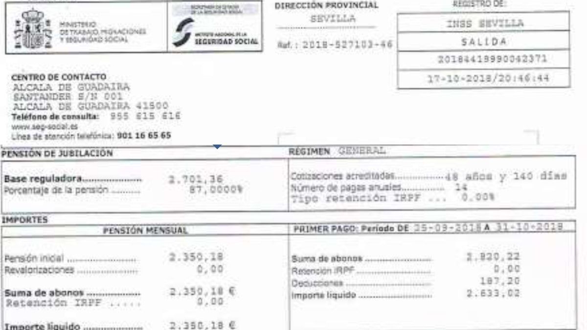 Resolución de una pensión de jubilación penalizada