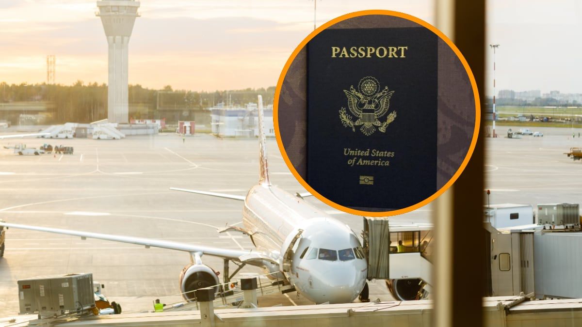Avión y pasaporte de EEUU