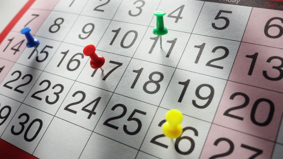 Calendario con días señalados