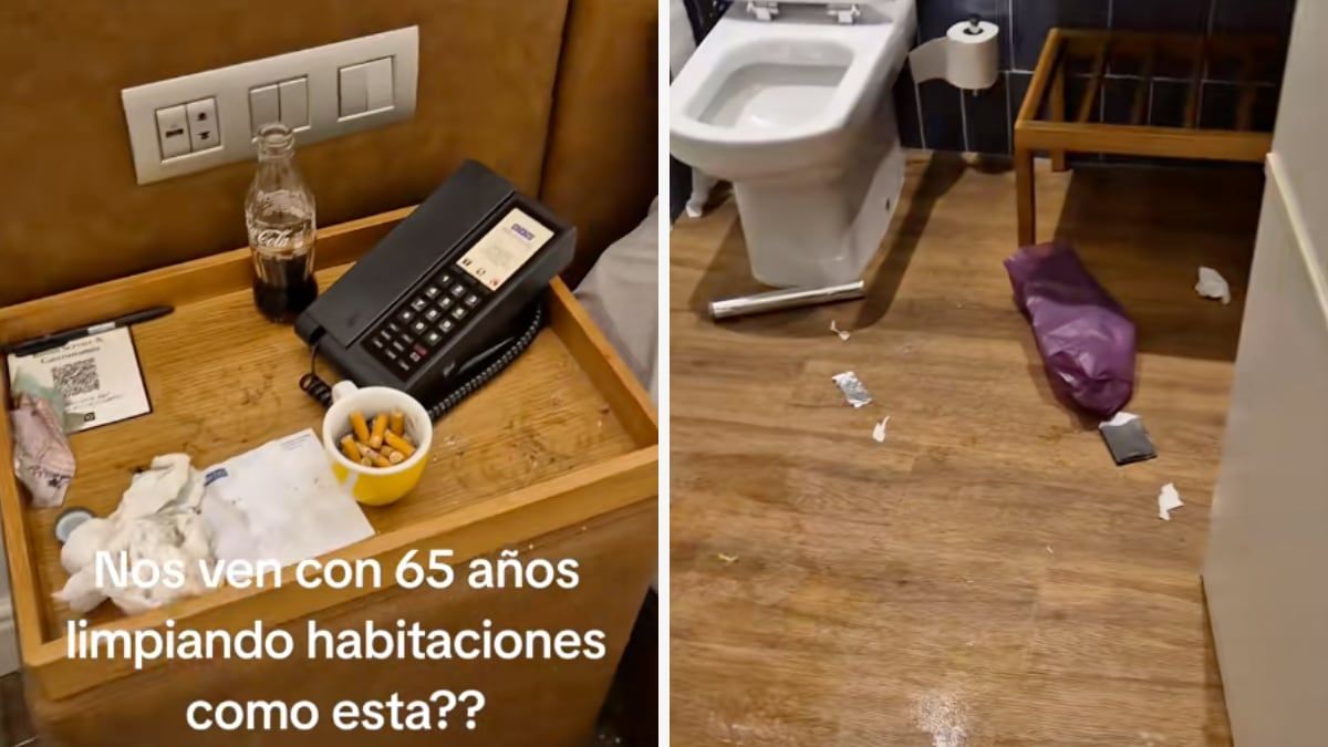 Muestra cómo dejan una habitación y deja un mensaje sobre la jubilación anticipada para las camareras de pisos: “¿Nos ven con 65 años limpiando habitaciones como esta?” camarera de pisos