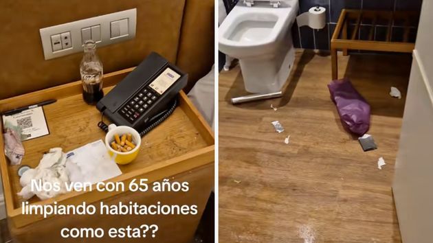 Muestra cómo dejan una habitación y deja un mensaje sobre la jubilación anticipada para las camareras de pisos: “¿Nos ven con 65 años limpiando habitaciones como esta?”