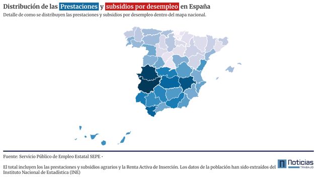 Ni Madrid ni Barcelona: la provincia donde más se pagan prestaciones por desempleo del SEPE