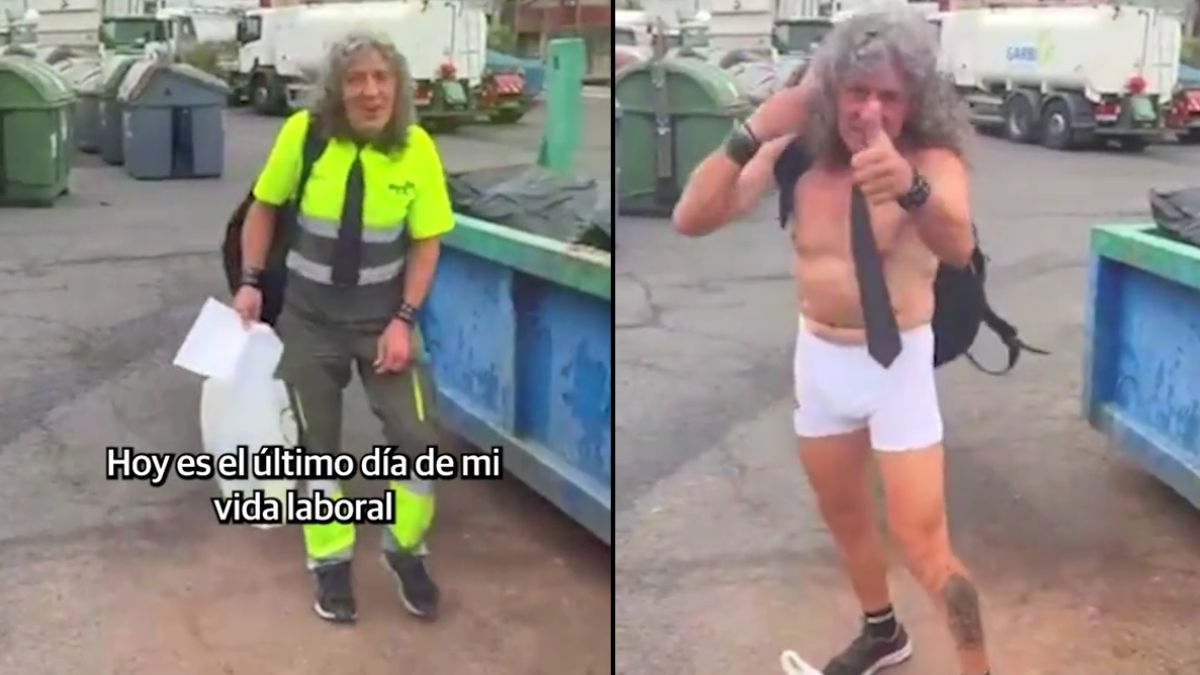 Trabajador con uniforme y sin él