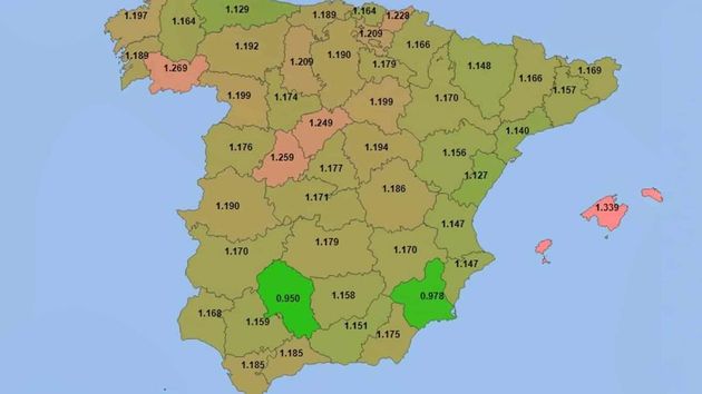 Precio diésel por provincias
