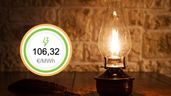 Lámpara encendida junto al precio de la luz