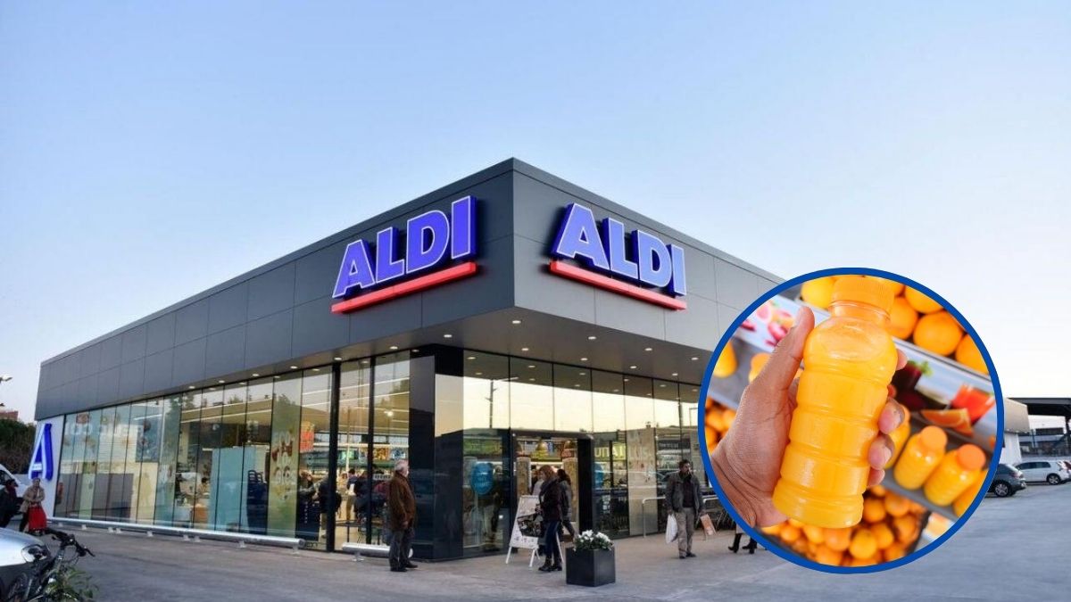 Aldi despide a un encargado que se bebió un zumo de naranja sin pagarlo: la Justicia dice que es improcedente Supermercado Aldi con botella zumo