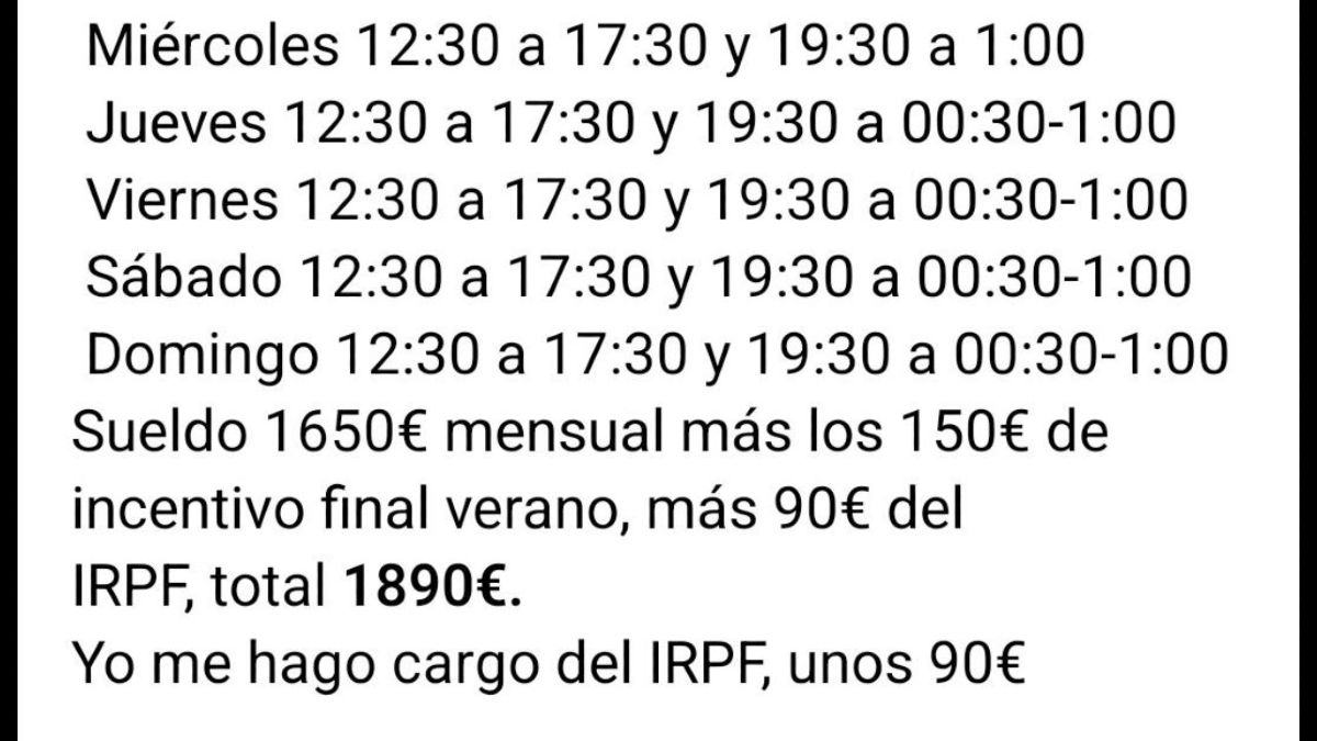 Captura de pantalla de la publicación de Soycamarero Captura de pantalla de la publicación de Soycamarero